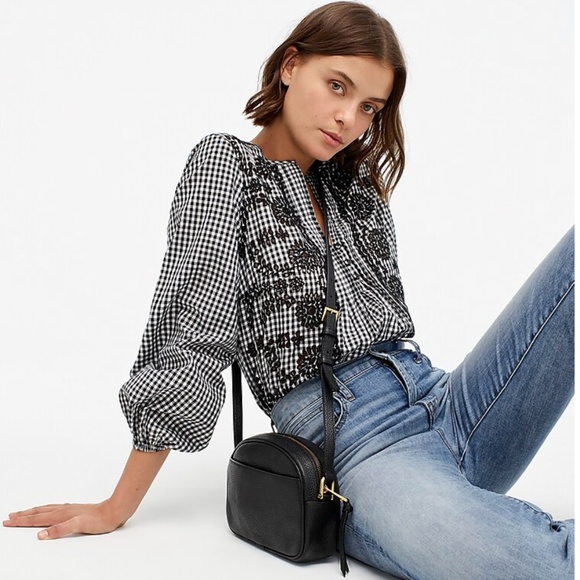 J. Crew Tops - j. crew embroidered gingham popover